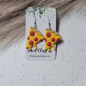 Polymer clay earrings | Pizza dangles | Made to order