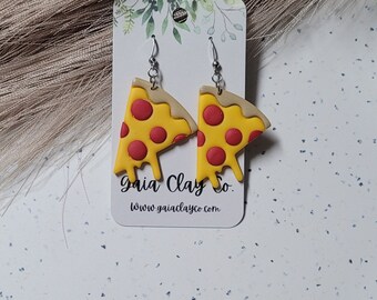 Polymer clay earrings | Pizza dangles | Made to order