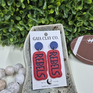 Polymer clay earrings | Gameday School Spirit Two Tone Word Dangles | made to order