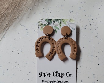 Polymer clay earrings | Horseshoe dangles | Made to order