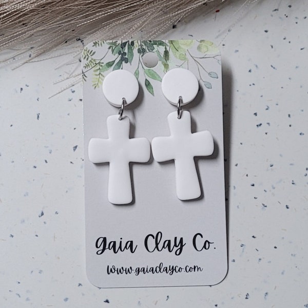 Polymer clay earrings | Cross dangles | made to order