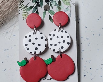 Polymer clay earrings | Apple teacher earrings | Made to order