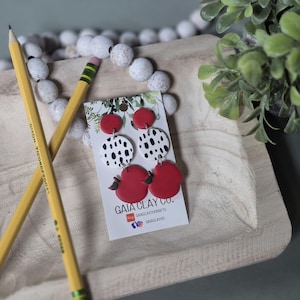 Polymer clay earrings | Apple teacher earrings | Made to order