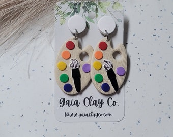 Polymer clay earrings | Paint pallette dangles | Made to order