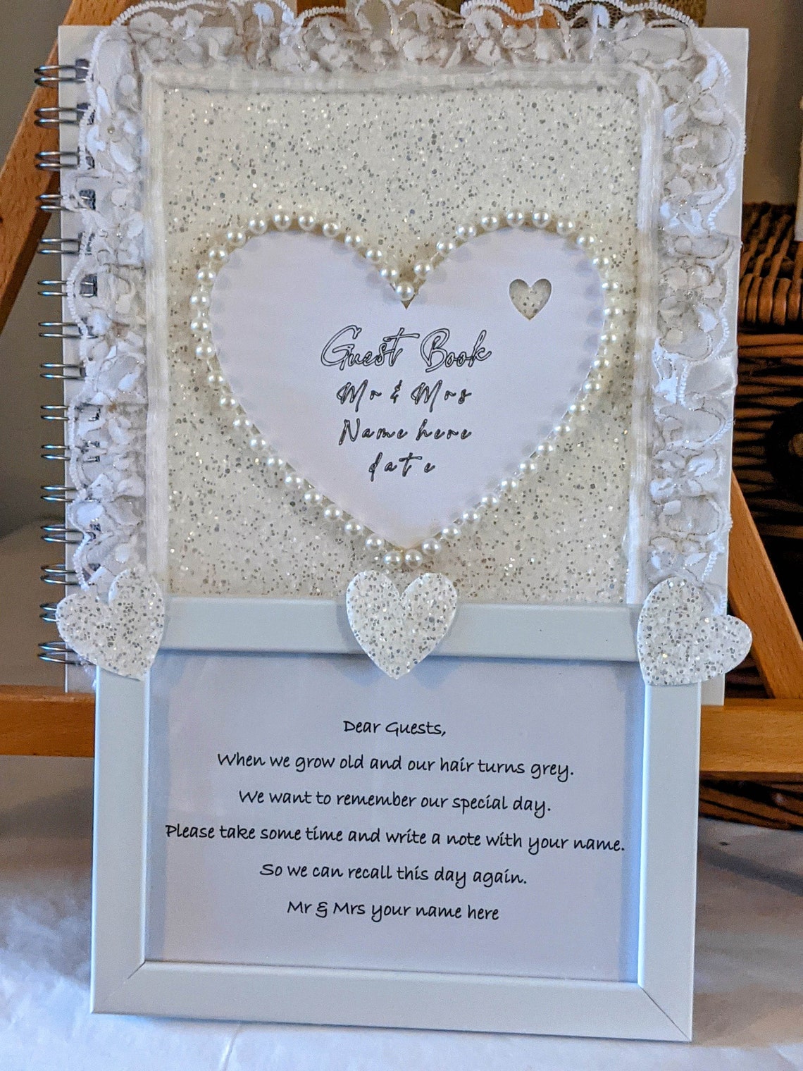Handmade Wedding Guest book and framed message Etsy