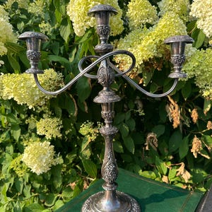 1847 Rogers “Heritage” Silverplate Candelabra – Ornate Convertible Candlestick Holder - Witchy Decor