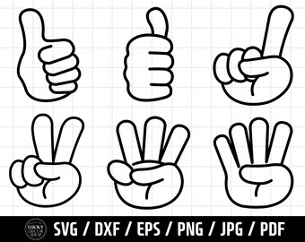 For Silhouette Cut Files Eps Finger Count From 1 till 5 Vector SVG Files Pdf Png Digital File Svg Dxf