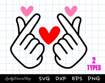 Korean Heart Finger Svg, I Love You Svg, Love hand gesture. Love Sign svg, dxf, png, cut files for Silhouette Cameo, Cricut