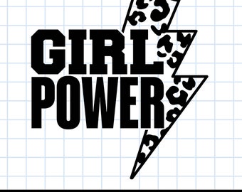 Girl Power Leopard Lightning Bolt SVG: Arquivo de corte de camiseta feminina (download digital)
