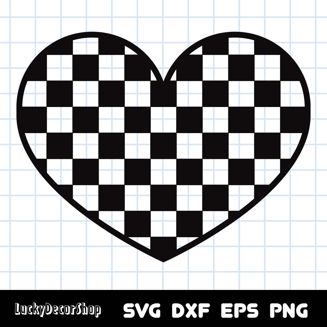 Checkered Heart SVG: Cut Files for Cricut, Silhouette (digital Download ...