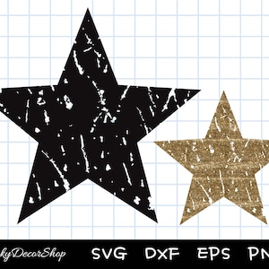 グランジ スター SVG、ディストレスト スター SVG、スター ベクター、カット ファイル、シルエット、Cricut、SVG、Png、Dxf、Eps