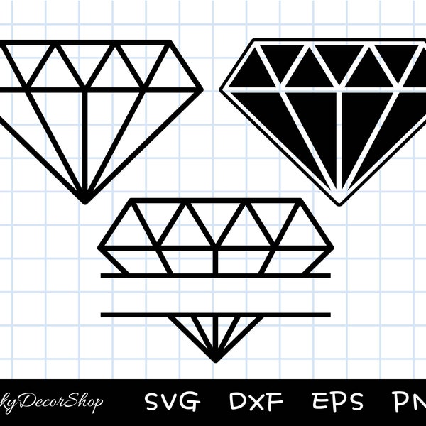 Diamond SVG, Diamond Cut Files, Diamond Monogram, Instant Download, Silhouette, Cricut, Svg,Png,Dxf, Eps