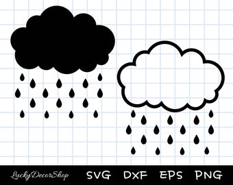 Rain Cloud SVG, Cloud SVG, Cloud Outline, silhouette, cricut, cut file, Svg, Dxf, Eps, Png, Digital download