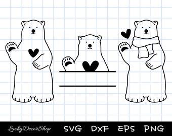 Marco SVG con nombre dividido de oso polar: archivos de corte invernal (descarga digital)