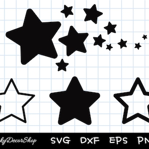 星の svg、星のクリップアート、星の PNG、星のカット ファイル、星のアウトライン SVG、星のベクター、カット ファイル、シルエット、Cricut、Svg、Png、Dxf、Eps