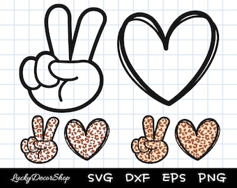 Peace Love Svg, Peace Hand SVG, Peace Sign, Hand Symbol, Peace SVG Clipart, Finger, Cut Files, Silhouette, Cricut, Dxf, Png, Eps