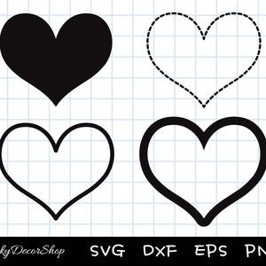 Pacote svg de coração, contorno de coração svg, svg de coração, arquivo de corte de coração, svg de coração de dia dos namorados, svg de amor, silhueta, Cricut, svg, png, dxf, eps