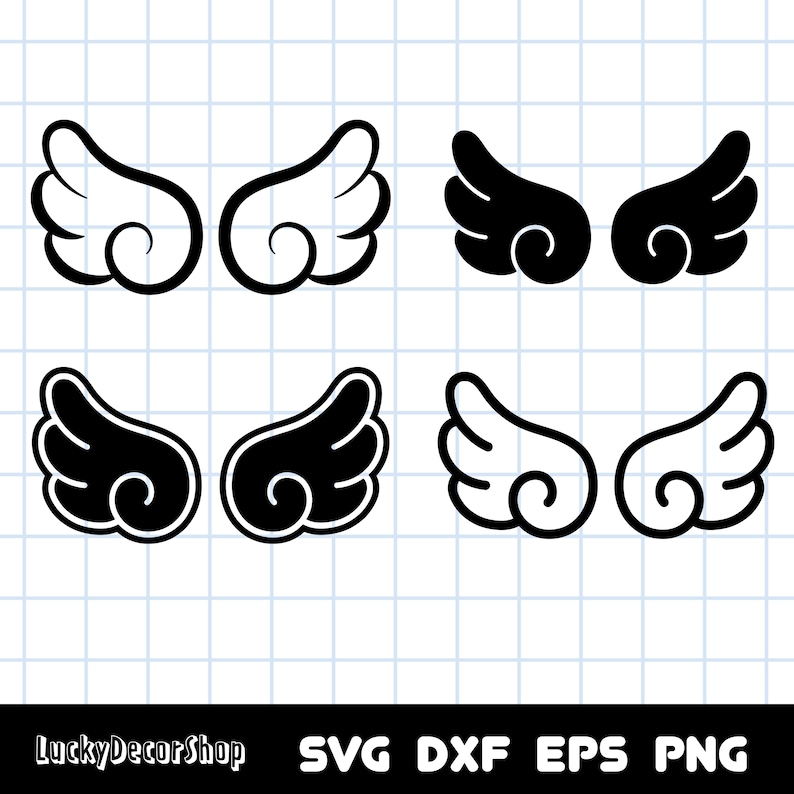 Wing Set Svg Wings Svg, Angel Wings Svg, Cute Angel Wings, Angel Svg, Cut Files ...