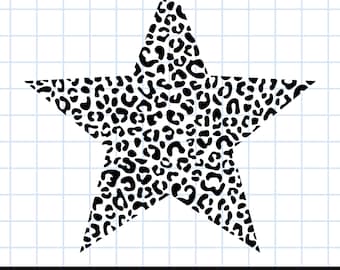 Leopard Star Svg, Leopard Star Clipart, gesneden bestanden, silhouet, Cricut, Svg, Png, Dxf, Eps