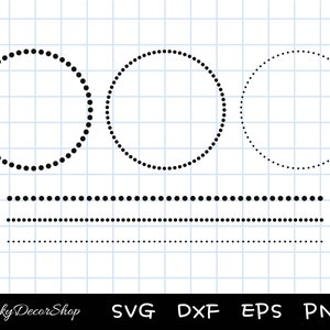 Gestippelde cirkel SVG, stippellijn SVG, cirkel frames svg, gesneden bestanden, silhouet, Cricut, Svg, Png, Dxf, Eps