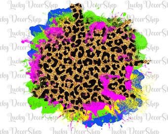 Leopard Splatter PNG: Colorful Sublimation Background (Digital Download)