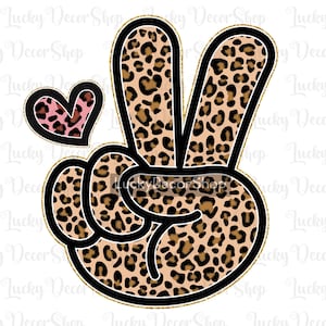 Mano de paz PNG, signo de paz de leopardo, mano de paz PNG, signo de paz de guepardo, diseño de sublimación, descarga digital