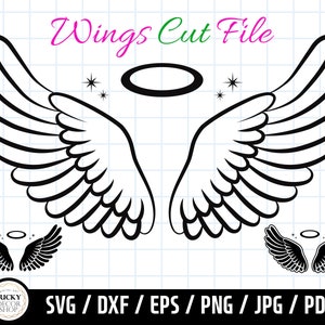 Wings SVG, Angel Wings Svg, Angel Wings Clip Art, Angel Wings Cut File, Angel Cricut, Wings Silhouette, Wings cut file, eps png dxf jpg