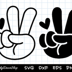 Peace Hand SVG, Peace Sign, Hand Symbol, Peace SVG Clipart, Finger, Cut Files, Silhouette, Cricut, Dxf, Png, Eps image 1