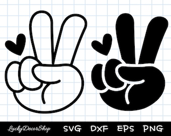 Peace Hand SVG, Peace Sign, Hand Symbol, Peace SVG Clipart, Finger, Cut Files, Silhouette, Cricut, Dxf, Png, Eps