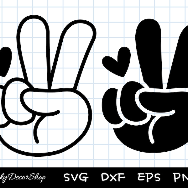 Vredeshand SVG, vredesteken, handsymbool, vrede SVG clipart, vinger, gesneden bestanden, silhouet, Cricut, Dxf, PNG, EPS