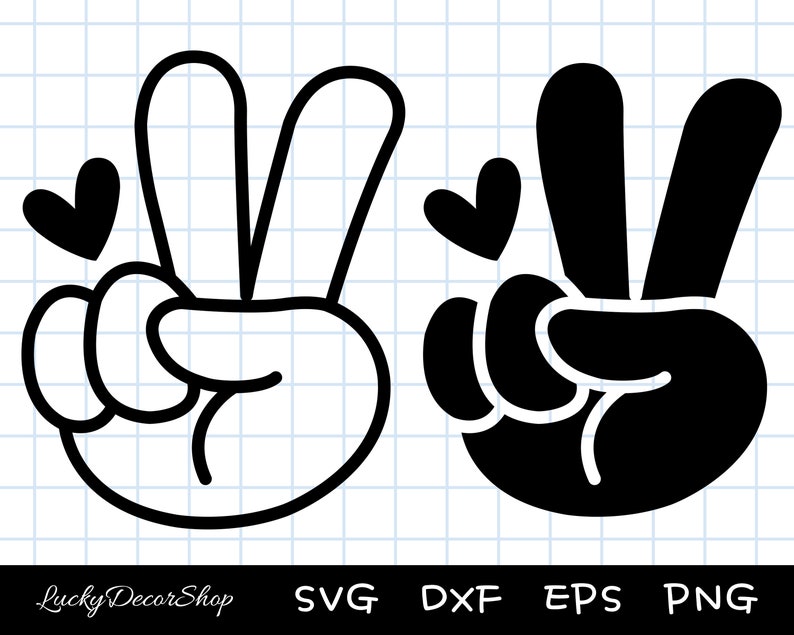 Peace Hand SVG, Peace Sign, Hand Symbol, Peace SVG Clipart, Finger, Cut Files, Silhouette, Cricut, Dxf, Png, Eps image 1