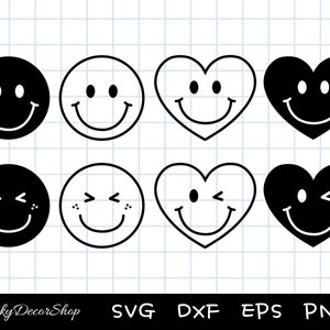 Smile Svg, Happy Face SVG, Smiley Face Clipart, Happy Svg, Silhouette Cut File, Cricut, dxf, eps, png, Instant Download