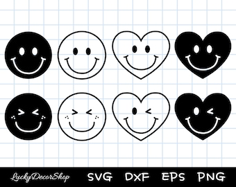 Happy Face SVG Clipart: Smile Cut Files (Digital Download)