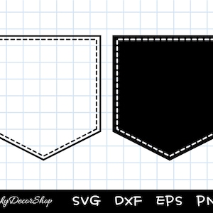 ポケット SVG、ポケット デザイン、シャツ ポケット SVG、カット ファイル、SVG、DXF、Eps、Png、Cricut、シルエット、デジタル ダウンロード