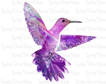 Shine Hummingbird PNG: Galaxy Bird T-Shirt Design (Digital Download)