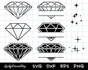Diamond SVG, Diamond Cut Files, Diamond Clipart, Instant Download, Silhouette, Cricut, Svg,Png,Dxf, Eps