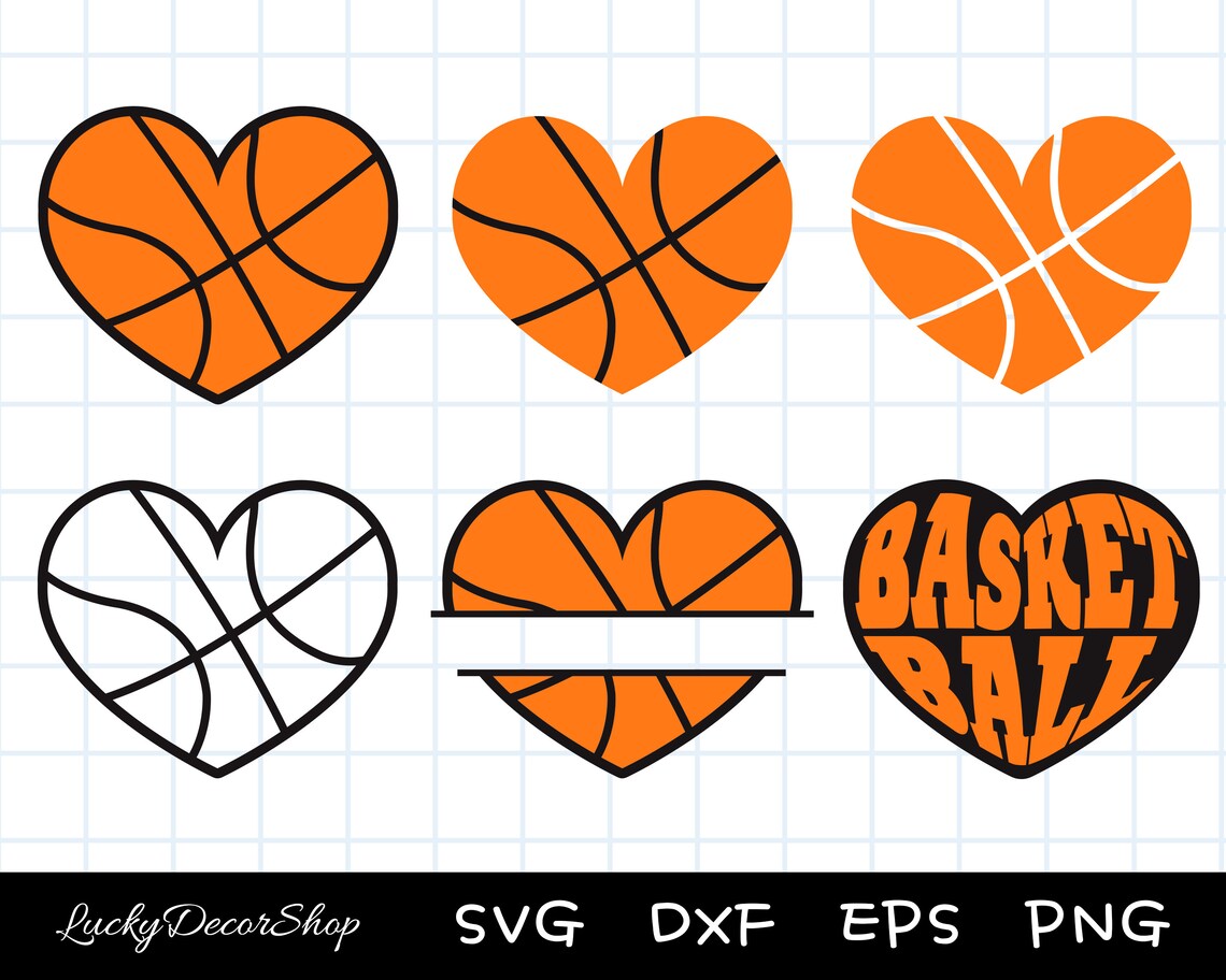 Basketball Heart SVG Basketball Svg Cut Files Silhouette Etsy