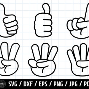Finger Count SVG, Hand Count SVG, Hand peace sign, hand gesture svg, Hand Clipart, Cut Files For Silhouette Cricut, Dxf, Png, Eps