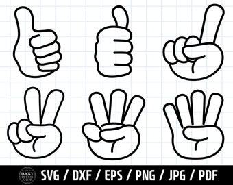 Finger Count SVG, Hand Count SVG, Hand peace sign, hand gesture svg, Hand Clipart, Cut Files For Silhouette Cricut, Dxf, Png, Eps