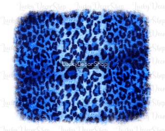Blue Leopard Print Background - Sublimation Design (PNG)