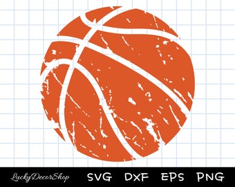 Baloncesto desgastado SVG: Clipart grunge, archivo de corte (descarga digital)