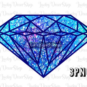 May include: A blue diamond with a glittery texture. The diamond is outlined in black. The text "3PNG" is in the lower right corner of the image.