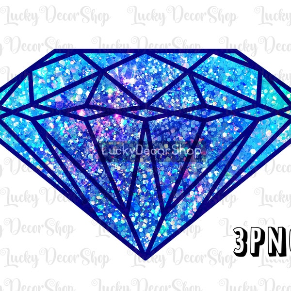 Glitter diamond PNG, Blue diamond PNG, diamond Clipart, sublimation designs, Digital Download