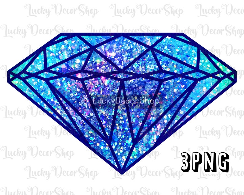 May include: A blue diamond with a glittery texture. The diamond is outlined in black. The text "3PNG" is in the lower right corner of the image.