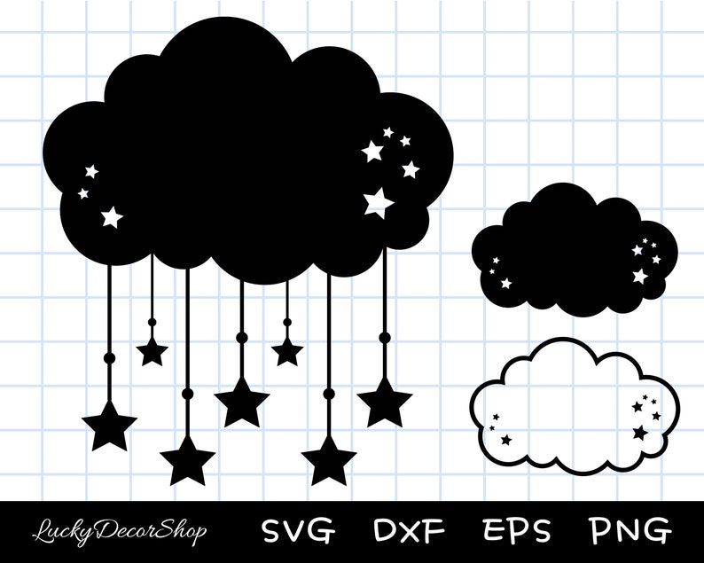 Cloud Svg Star Svg Cloud and Star Svg Cloud Cut File Cut - Etsy
