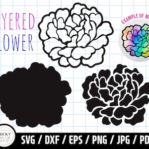 Gelaagde bloem SVG, bloem svg, bloemen svg, bloem clipart, gesneden bestanden, cricut, silhouet DXF, PNG, instant download
