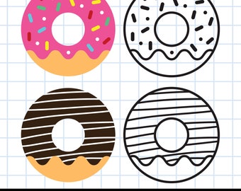 Donut SVG-clipart: Cricut, silhouetgesneden bestand (digitale download)