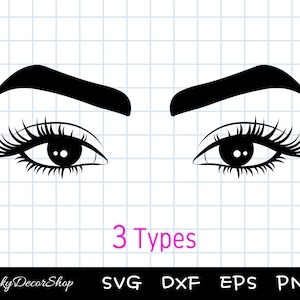 Ojos SVG, Ojos de mujer SVG, Pestañas de niña SVG, Ojos guiñando el ojo, pestañas largas svg, Archivos de corte, Silueta, Cricut, Svg, Png, Dxf, Eps