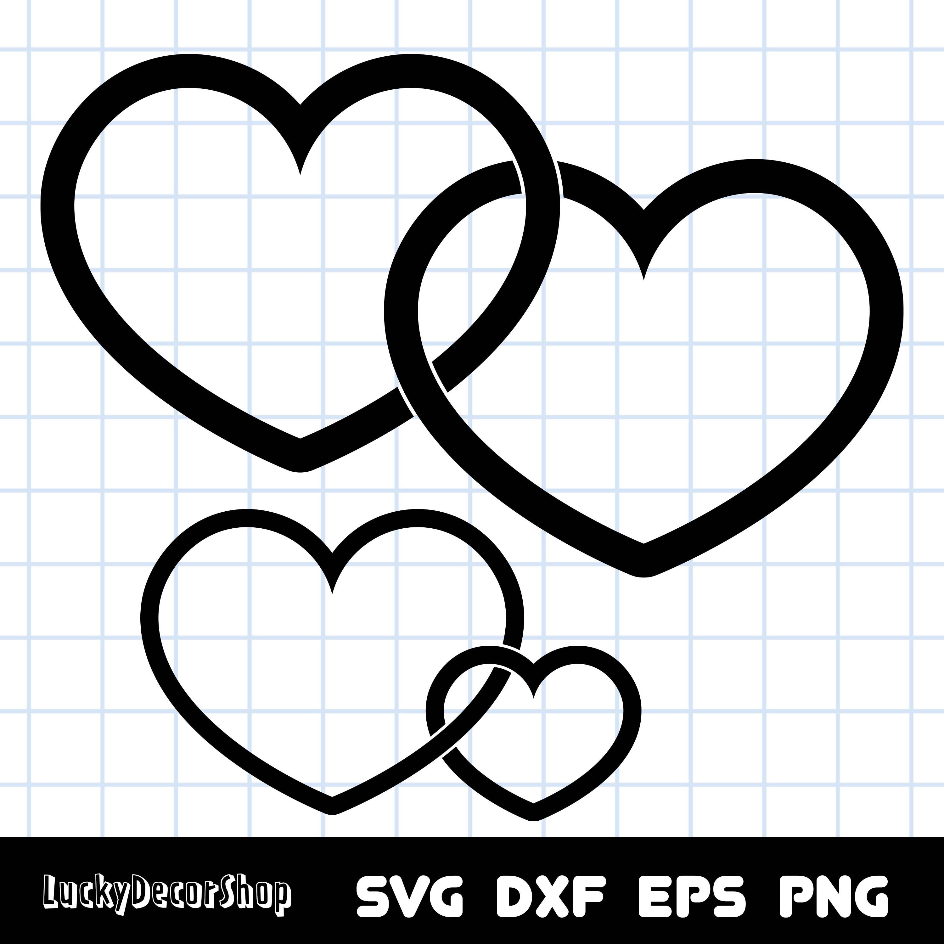 Two Hearts, Connected Hearts Svg, Double Linked Hearts, Cut