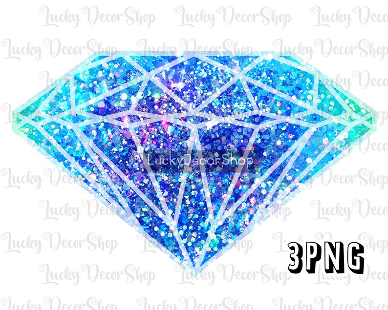 May include: A blue glitter diamond with a white outline. The diamond is on a white background. 3PNG.